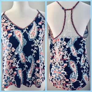 In Bloom paisley print racerback tank